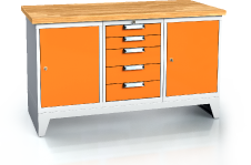 Pracovní stůl alpede UNI - deska - kontejner - podstavec s nohama 880 x 1500 x 700